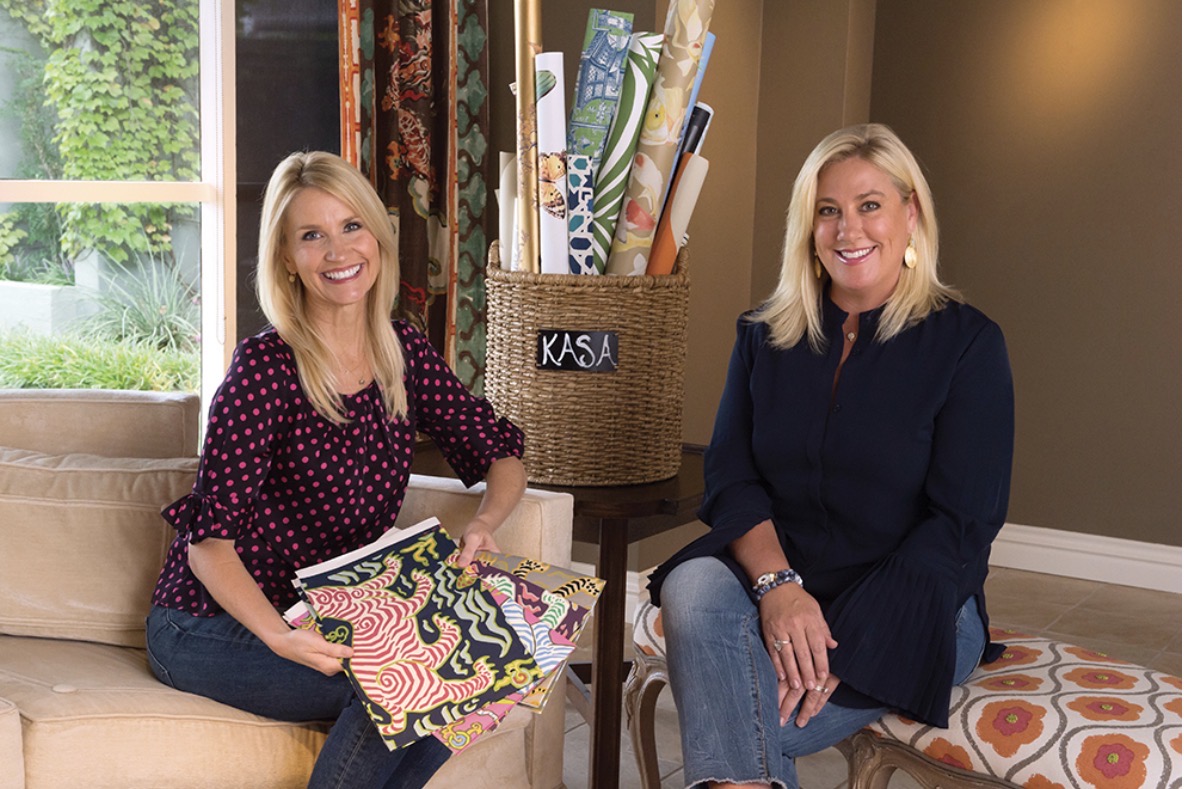 KASA founders Kristen Bohanon and Sarah Geiger with wallpaper samples